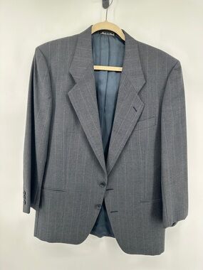 Mani By Giorgio Armani VTG Luxury Academia Classic Gray Pinstripe Blazer Sz39R